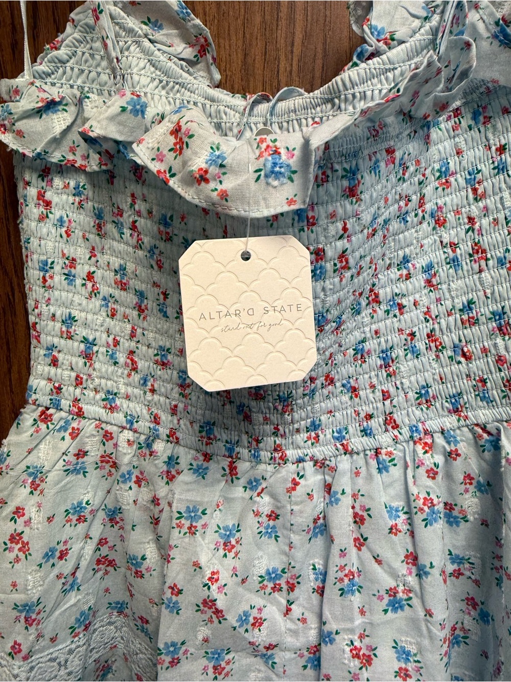 Light Blue Floral Ruffle Romper - Picture 7 of 7